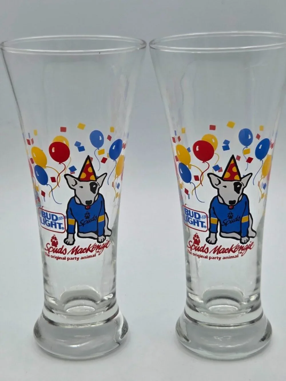 1987 Anheuser Bush Bud Light‎ Spuds Mackenzie The Original Party Animal Glasses